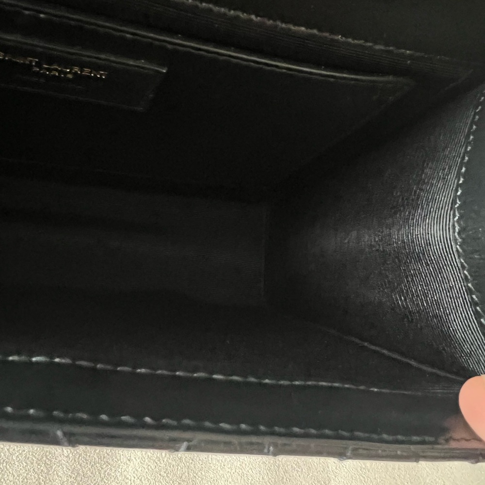 Yves Saint Laurent Black Chevron Shoulder Bag with Gold Chain - Picture 5 of 11